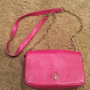 Tory Burch Fushia Chain Crossbody Handbag